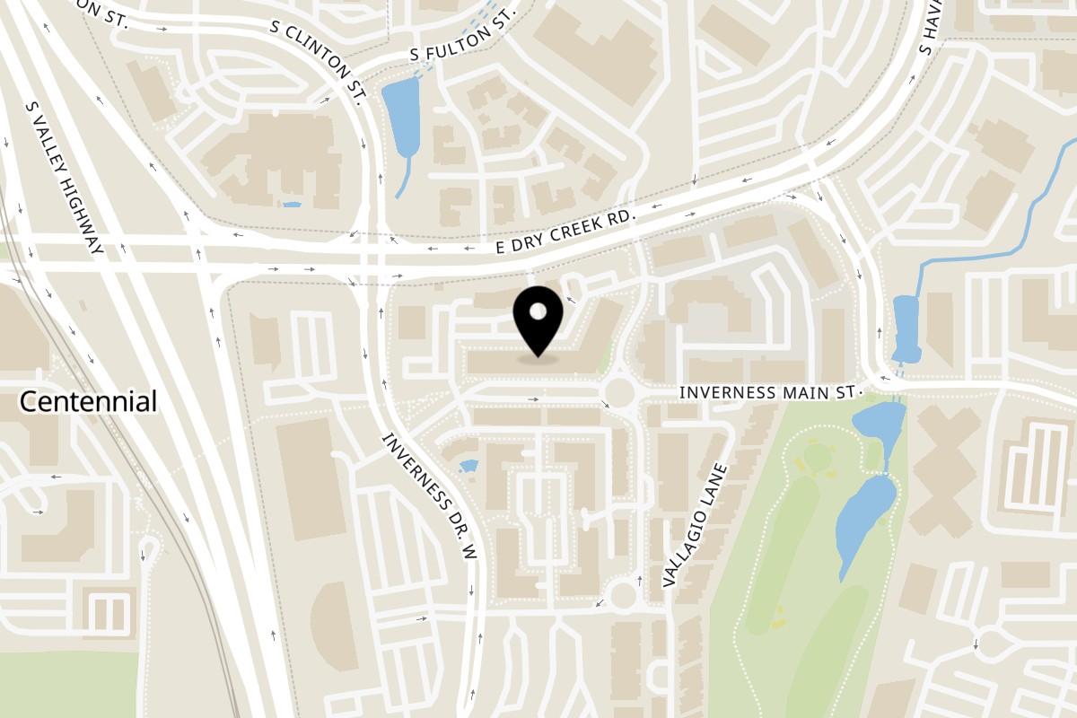 Map showing the location of The Monk's Indian Fusion Cuisine & Bar on 10111 Inverness Main St b in Englewood